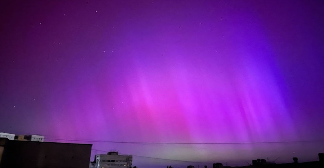 DNIPRO, UKRAINE - MAY 11: The aurora borealis, commonly known as the northern lights, are visible on May 11, 2024 in Dnipro, Ukraine. Northern lights in Ukraine were seen by residents of several regions, first in the south and east, and later in the center and west of the country. (Photo by Artem Tsehelnyk/Suspilne Ukraine/JSC "UA:PBC"/Global Images Ukraine via Getty Images)