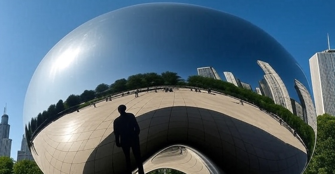 El hombre atrapado en The Bean de Chicago y el shitposting en la vida real