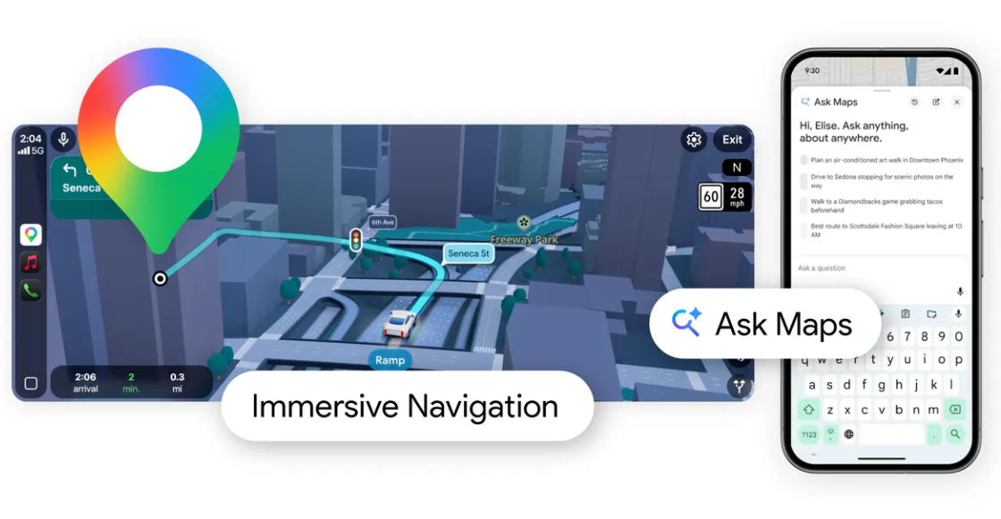 Ask Maps y navegación inmersiva: las nuevas funciones de Google Maps